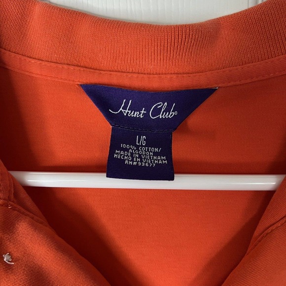 Vintage Hunt Club Orange Polo L/G Size short sleeve button down - Picture 2 of 4